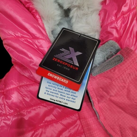 NWT ZeroXposur Girls Snowboarding Heavyweight Jacket & Headband Sz 10/12 Pink - Picture 3 of 10